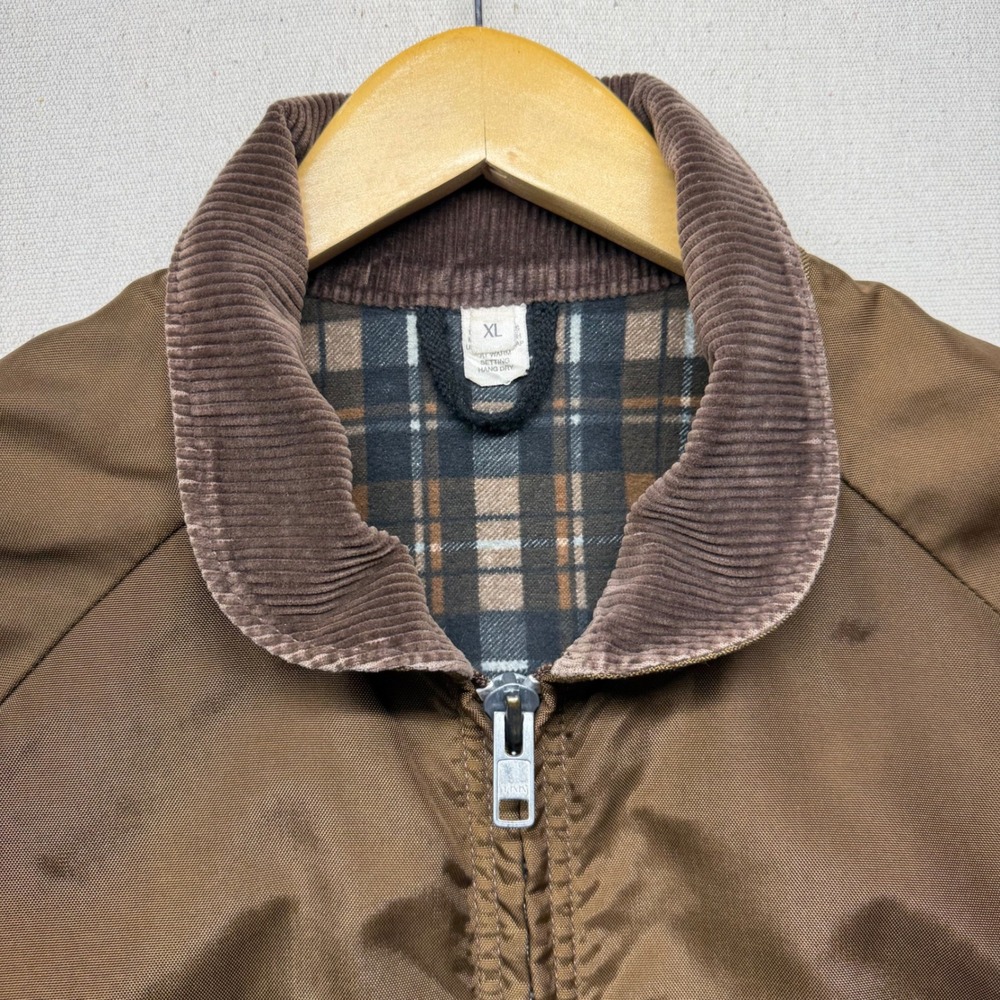 Wick Outdoor Works Mens XL Brown Plaid Flannel Lined Full Zip Jacket Corduroy - Picture 2 of 16